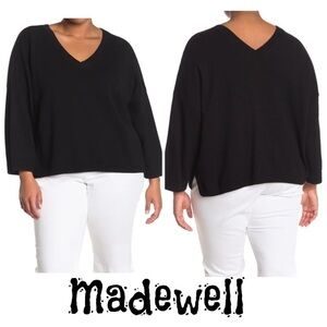 Madewell Double-V Pullover Sweater black